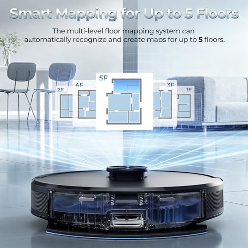 Kilgone Robot Vacuum and Mop Combo with Self Emptying Station, 6000Pa Suction Anti Tangle Brush LiDAR Navigation Multi Floor Mapping, 90 Day Hands Free Smart Laser Robotic Cleaner for Pet Hair Carpet