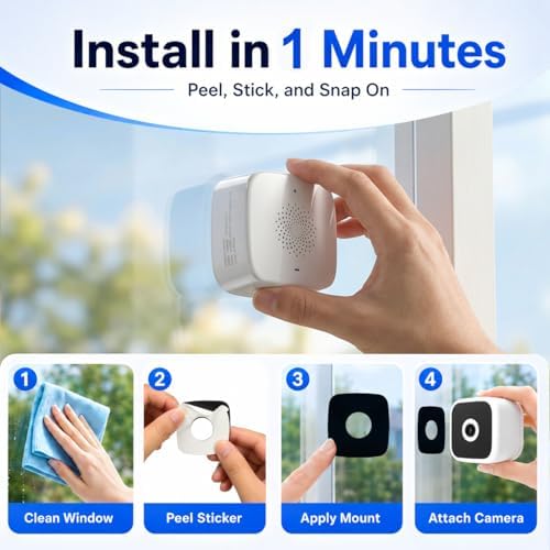 SOIADV 2.5K Window Camera Wireless,No-Drill Install,2.4GHz & 5GHz WiFi Indoor Dome Cameras for Home Security,AI Human Detection, 6s Pre-Roll, Battery Powered,4MP Color Night Vision,SD/Cloud