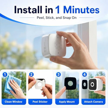 SOIADV 2.5K Window Camera Wireless,No-Drill Install,2.4GHz & 5GHz WiFi Indoor Dome Cameras for Home Security,AI Human Detection, 6s Pre-Roll, Battery Powered,4MP Color Night Vision,SD/Cloud