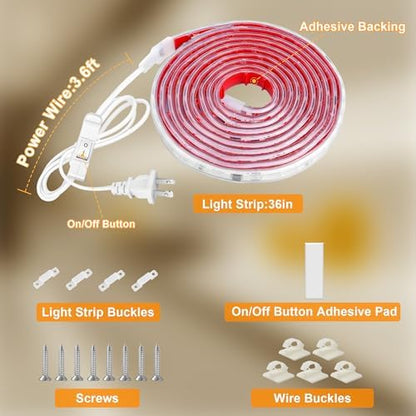 maylit Under Cabinet Strip Lighting Plug in 36in, Ultra Bright Small LED Light Bar, 2700K Warm White, Wired Lights for Kitchen Cabinet, Counter, Workbench, Desk, Closet, Shelf, Indoor