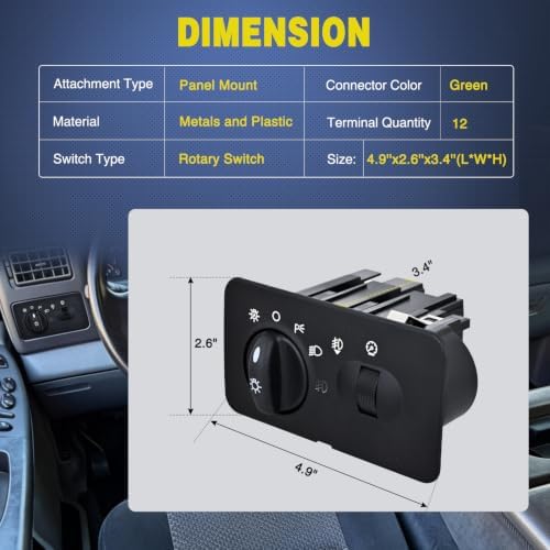 Nilight Headlight Dimmer Switch Compatible with 2002 Ford F250 Super Duty