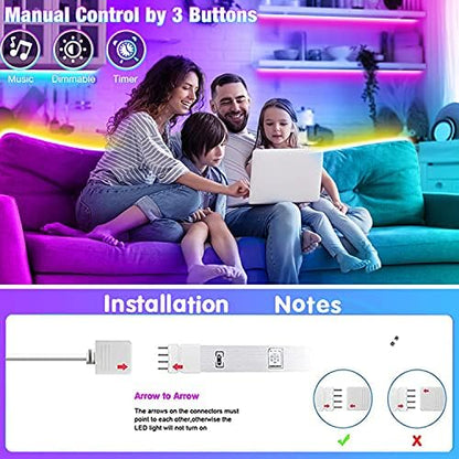 REEMEER 130ft Led Lights for Bedroom, APP Control Music Sync Color Changing Led Lights, Led Strip Lights with Remote for Room, Kitchen Party,Home Decoration