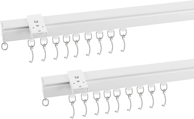 Heavy-Duty Ceiling Curtain Track Kit (3ft - 6ft), Curtain Track Ceiling Mount Room Divider Curtain Rod Aluminum Alloy Ceiling Track for Curtains Curtain Rod for Shower, Bedroom, Living Room