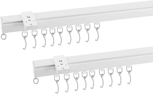 Heavy-Duty Ceiling Curtain Track Kit (3ft - 6ft), Curtain Track Ceiling Mount Room Divider Curtain Rod Aluminum Alloy Ceiling Track for Curtains Curtain Rod for Shower, Bedroom, Living Room