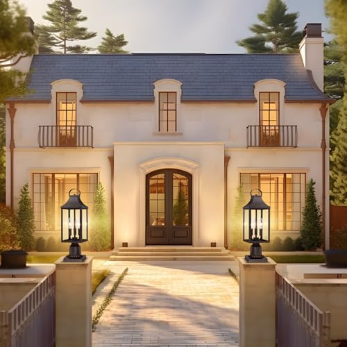 18.62 Post Light Outdoor, Large 3-Light Lamp Post Light Fixture, Brown
