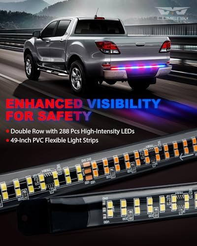 LUMENIX 49" Inch Strobe Light Strips, Back Window | Tailgate Red Blue Emergency Warning Flashing Police Double Row LED Strip Lights Bar w/Controller for Responder POV Cop Vehicles Trucks SUVs - 1PC