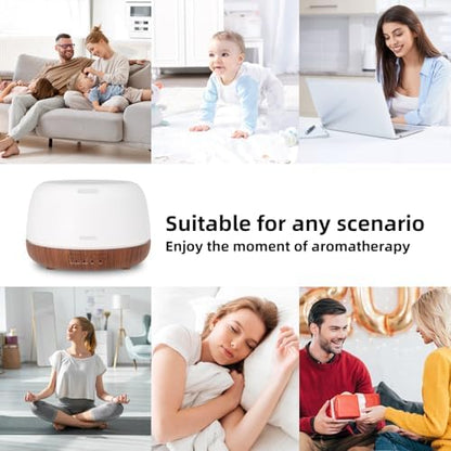 SEEDSEEL 300ML Essential Oil Diffuser, Mini Aromatherapy Diffuser with Remote Control, 7 Color Changing LED Light, 4 Timer for Bedroom, Room, Office