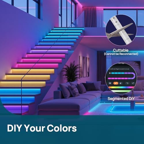 Linkind 10ft Smart LED Strip Lights - AuraScape Segmented Color Changing WiFi Light Strip - Compatible with Alexa & Google Home - DIY Dynamic Lighting for Bedroom, Living Room, Gaming Setup & Kitchen