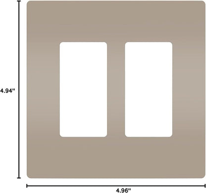 Legrand - Pass & Seymour radiant RWP262NICC6 2-Gang Screwless Plastic Wall Plate, Decorative Outlet Cover, Brushed Nickel Finish, Two Gang