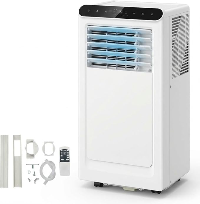 GarveeLife Portable Air Conditioners, 10,000 BTU for Rooms up to 450 Sq.Ft., Smart Compact AC Unit with Cooling, Dehumidifier, Fan, Remote Control and Window Kit, White