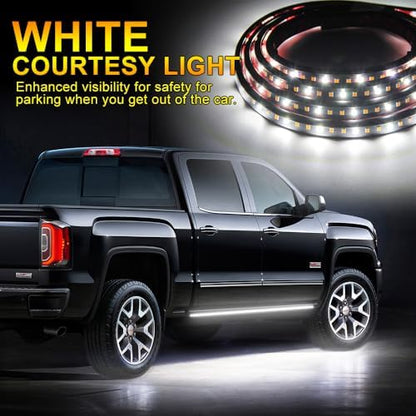 Led Running Board Lights for Trucks Amber Side Marker Kit, White Courtesy Light Extended Crew Cab 2pc 70Inch 216 Led Bar Bed Switchback Underglow Strip for Pickup Truck SUV Cars Work Van (1070)