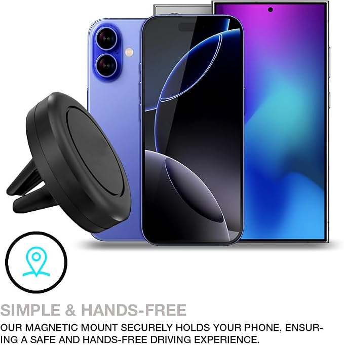 MAXBOOSTPOWER Universal Smartphone Holder - Air Vent Magnetic Car Mount (4 Pack Black) Compatible with iPhone 12/13/14/15/16 & Galaxy LG Android Cell Phone