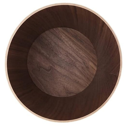 Round Stackable Wastebasket, Natural Wood Garbage Recycling Bin for Bathrooms, Kitchens, Home Offices (Dark Wood)