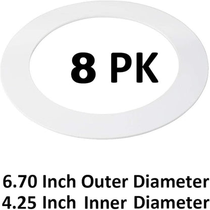 8 Pack Gloss White Goof Trim Ring for 4 Inch Recessed Can Lighting Down Light, Outer Diameter 6.7 inches, Inner Diameter 4.2 Inches