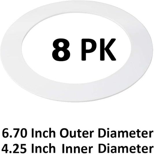 8 Pack Gloss White Goof Trim Ring for 4 Inch Recessed Can Lighting Down Light, Outer Diameter 6.7 inches, Inner Diameter 4.2 Inches