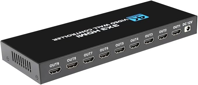 4K Seamless Splicing TV Wall Processor - HDMI & DVI Input, 1080P HDMI Video Image Processor with RS232, Support 180Rotate, 1x2 to 3x3 Configurations