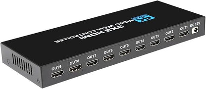 4K Seamless Splicing TV Wall Processor - HDMI & DVI Input, 1080P HDMI Video Image Processor with RS232, Support 180Rotate, 1x2 to 3x3 Configurations