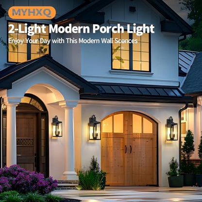18'' Large Outdoor Wall Lights 2 Packs, Porch Light E12 2-Light, Black