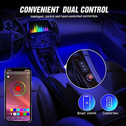 Nilight Car Interior Lights with APP Control 16 Million RGB Colors Strip Lights with Music Sync Mode and Multiple Scene Options for Cars Trucks SUVs