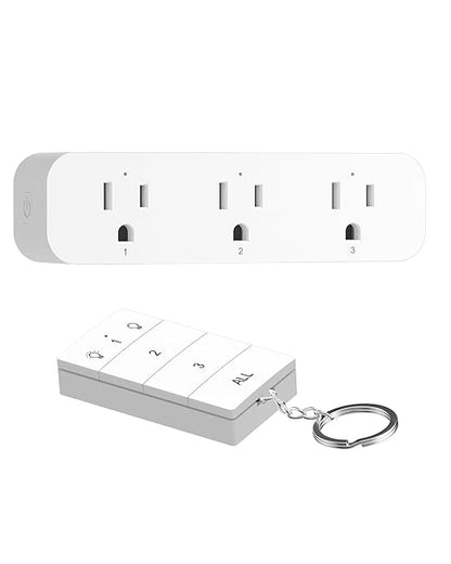 DEWENWILS Remote Control Outlet with 3 Independent Control Sockets, Compact Wireless Remote Outlet Switch Plug, 100FT Range, 15A/1875W, Battery Included, White