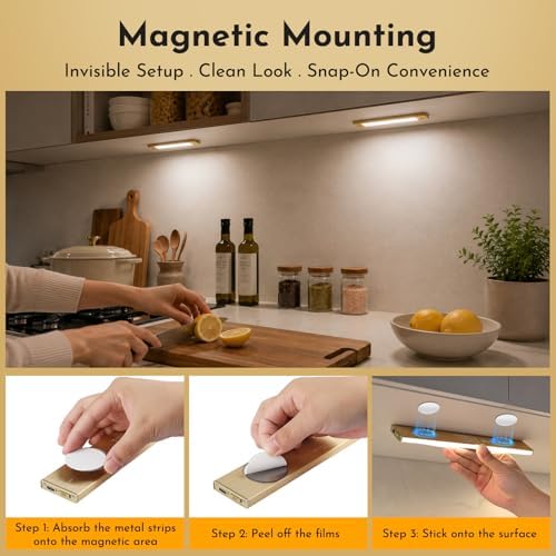 V4light Motion Sensor Cabinet Light, Rechargeable, Dimmable, 6Pcs, 9in