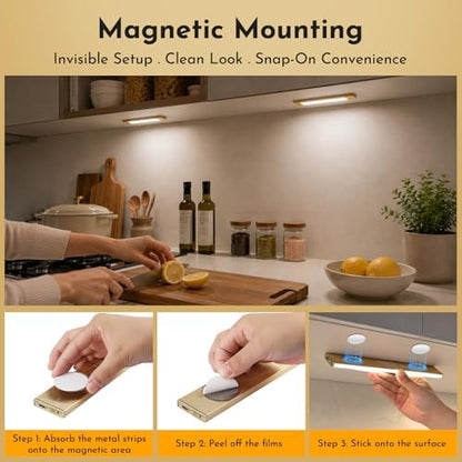 V4light Motion Sensor Cabinet Light, Rechargeable, Dimmable, 6Pcs, 9in