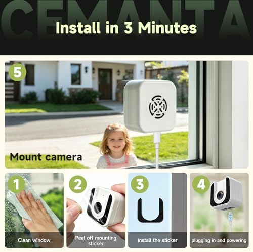 3MP No Drill Window Camera for Indoor & Outdoor Monitoring-1 Pack