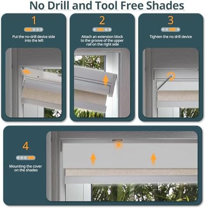 Motorized Blinds No Drill Automatic Blinds for Windows Cordless Roller Shades Electric Blinds with Remote Control Smart Blinds (Linen, 35.5 x 72)