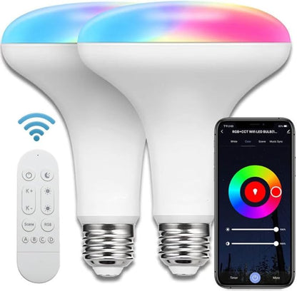 Bluetooth A60 Smart LED Light Bulbs RGBCW, Music Sync Color Changing, App Control for Living Room, Party,10W（2 Packs