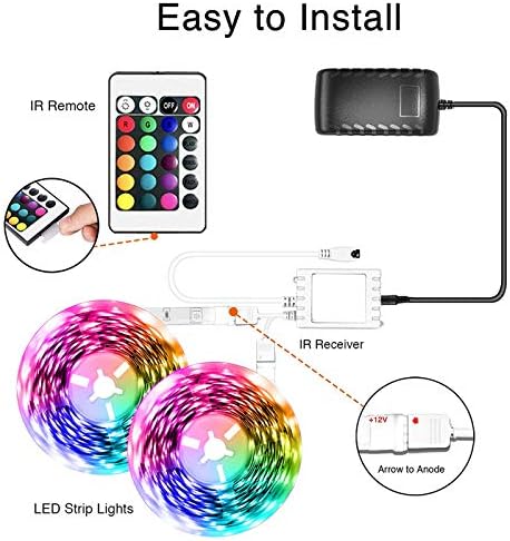 dalattin Bluetooth Led Lights for Bedroom 100ft,Smart Led Strip Lights with App Control Remote Control, RGB LED Light Strips,Music Sync Color Changing Room Decoration Party, (2 Rolls of 50ft)