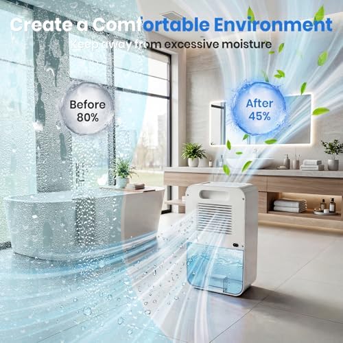 Dehumidifier,128oz Visible Water Tank 1000 sq.ft Dehumidifier for Home – Quiet Portable Unit with 24-Hour Timer, Auto Shut-off, Sleep Mode & 7-Color Night Light for Bathroom, Bedroom, Basement, RV