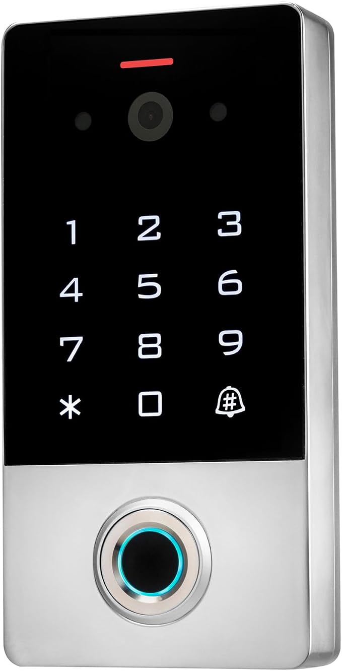 Smart Door Access Control System with Tuya APP Remote Video Intercom & Monitoring, Built-in Camera, 1200lbs Magnetic Lock, IP68 Metal Keypad, Fingerprint/Password/ID Card Unlock