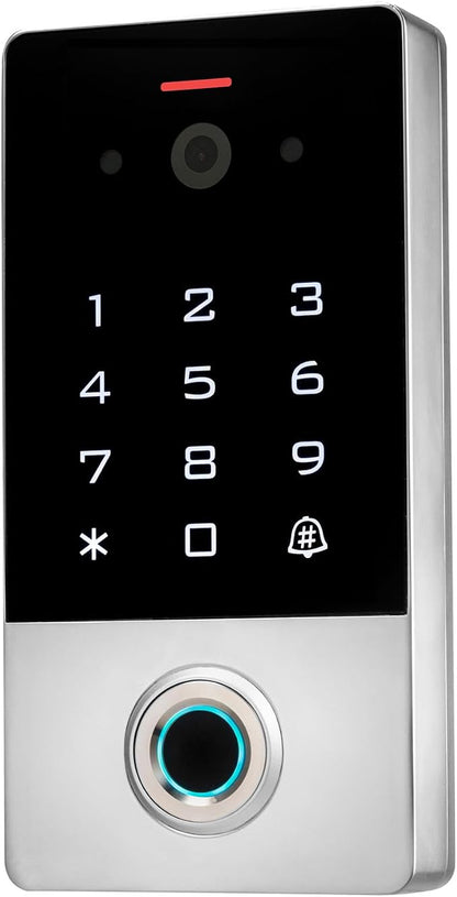 Smart Door Access Control System with Tuya APP Remote Video Intercom & Monitoring, Built-in Camera, 600lbs Magnetic Lock, IP68 Metal Keypad, Fingerprint/Password/ID Card Unlock