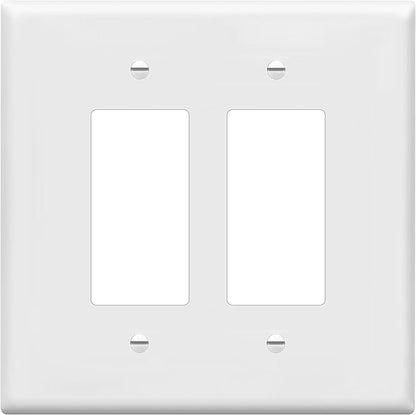 ENERLITES Double Decorator Switch Cover, Two Outlet Wall Plate, Oversized 2-Gang 5.50" x 5.50", Unbreakable Polycarbonate Thermoplastic, UL Listed, 8832O-W, White