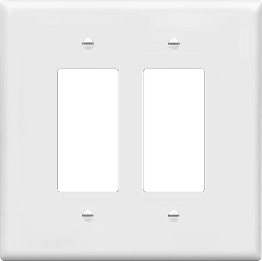 ENERLITES Double Decorator Switch Cover, Two Outlet Wall Plate, Oversized 2-Gang 5.50" x 5.50", Unbreakable Polycarbonate Thermoplastic, UL Listed, 8832O-W, White