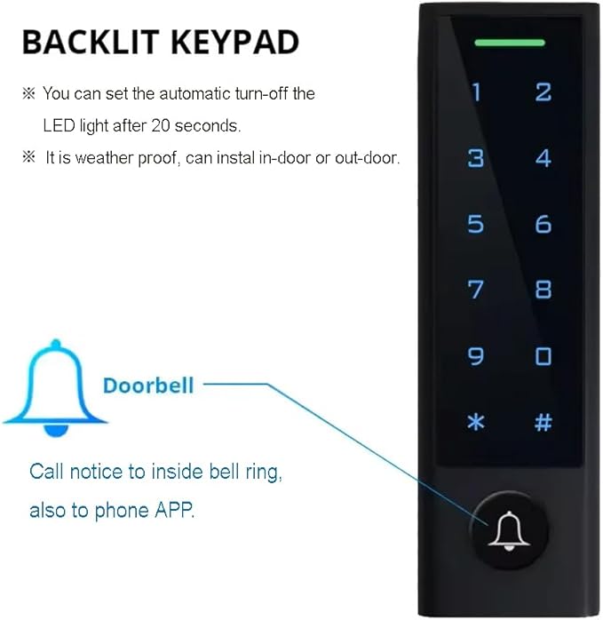 WiFi Remote Manage IP66 Watreproof Access Control Keypad ANSI Standard North American Heavy Duty Electric Strike Lock Push Exit Button Smart Phone App Remote ADD/Delete User