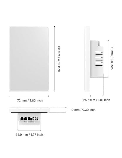 MOES Full Touch Smart Switch, ZigBee SF(Star Feather 2026 Version) Wall Light Switch, Neutral Wire Required, Anti-Glare Panel,Work with Smart Life/Tuya App, Alexa and Google Home White 1 Gang