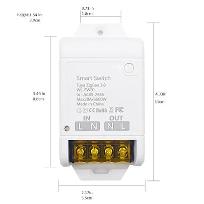 Zigbee Smart Switch,30A High Power,App Remote Timer Home Automation,Compatible with Alexa(Tuya Zigbee Hub Needed)