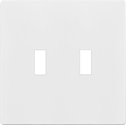 ENERLITES Screwless Double Toggle Switch Wall Plate, Child Safe Dual Light Switch Cover, Standard Size 2-Gang 4.68" x 4.73", Unbreakable Polycarbonate Thermoplastic, UL Listed, SI8812-W, Glossy, White