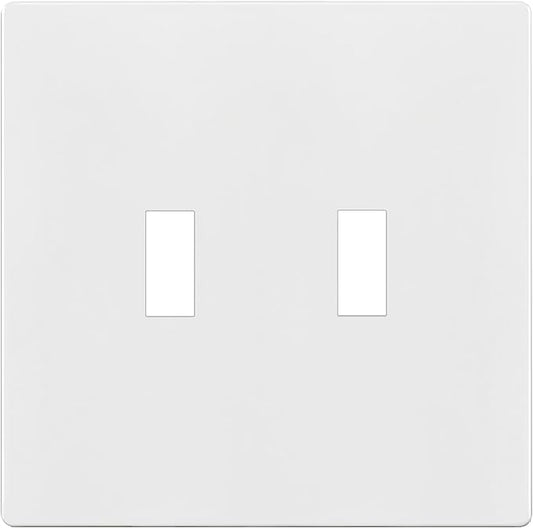 ENERLITES Screwless Double Toggle Switch Wall Plate, Child Safe Dual Light Switch Cover, Standard Size 2-Gang 4.68" x 4.73", Unbreakable Polycarbonate Thermoplastic, UL Listed, SI8812-W, Glossy, White