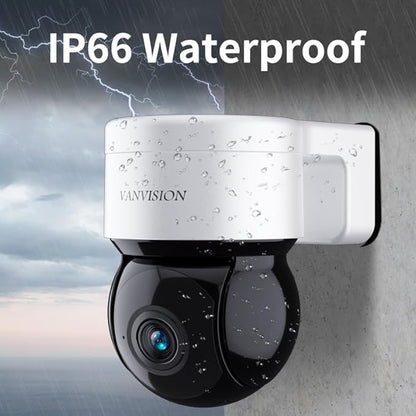 PTZ Security Camera, Wireless WiFi 2K HD, 355 Pan 90 Tilt, Night Vision, IP66 Waterproof/Home Indoor and Outdoor Security Surveillance, AI Auto Tracking, Spotlight & Siren, Motion Detection