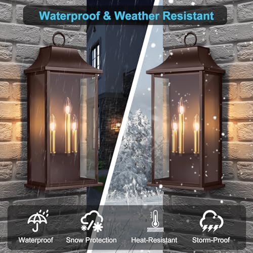Dusk to Dawn Outdoor Wall Light, 25.3", Oil Rubbed Bronze