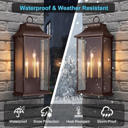 Dusk to Dawn Outdoor Wall Light, 25.3", Oil Rubbed Bronze