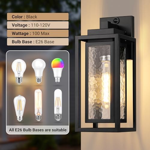 15.78'' Motion Sensor Water Ripple Porch Light,Outdoor Wall Sconce Light