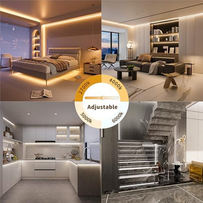 MIWISE CCT COB LED Strip Light Tunable White,32.8ft/10m Dimmable 2700K-6500K CRI90+ 24V LED Tape Light,for Under Cabinet Bedroom Kitchen DIY Lighting(Power Supply & Controller NOT Included)