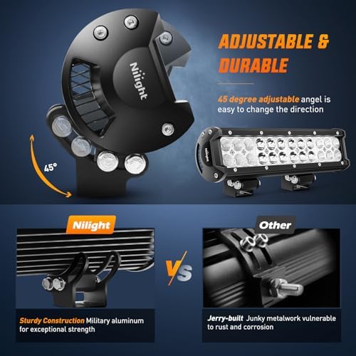 Nilight LED Light Bar 12 Inch 72W Spot Flood Combo Blue Beam Off Road Lights Fishing Hunting Emergency Deck Boat Work Lighting for Trucks UTV Pick-up Van Boat Tractor