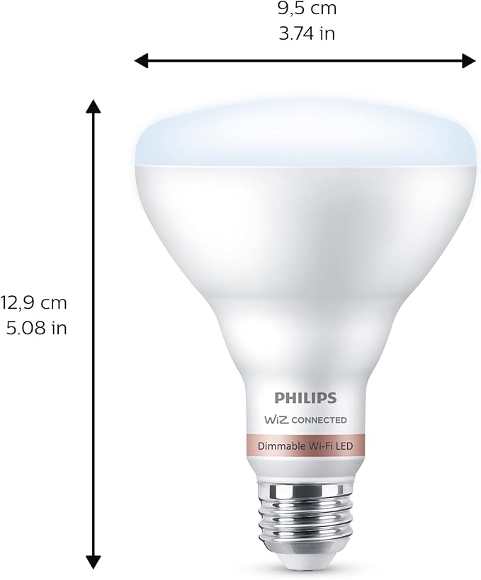 Philips Smart 65W BR30 LED Smart Light Bulb 4-Pack - Daylight - Connects to Your Wi-Fi - E26 Smart Bulb - Control with Voice or App- Powered by WiZ Connected