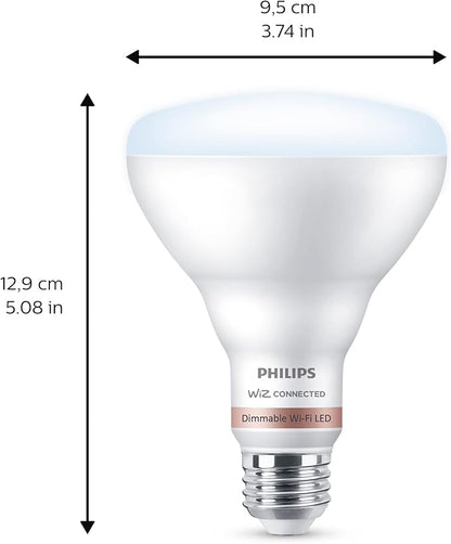 Philips Smart 65W BR30 LED Smart Light Bulb 4-Pack - Daylight - Connects to Your Wi-Fi - E26 Smart Bulb - Control with Voice or App- Powered by WiZ Connected