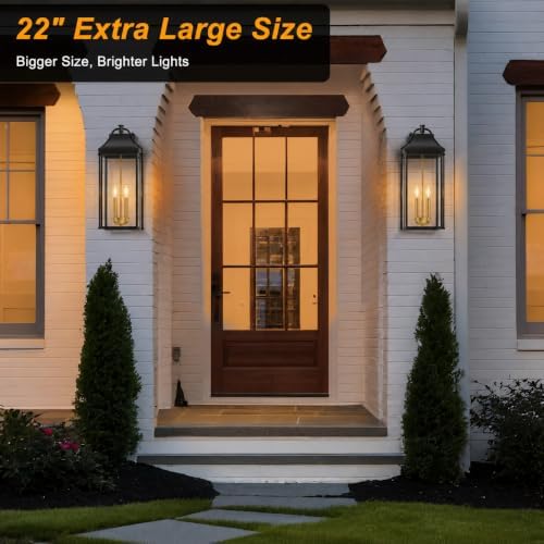 22IN Dusk to Dawn Outdoor Light, 2-E12 Base Outdoor Porch Light