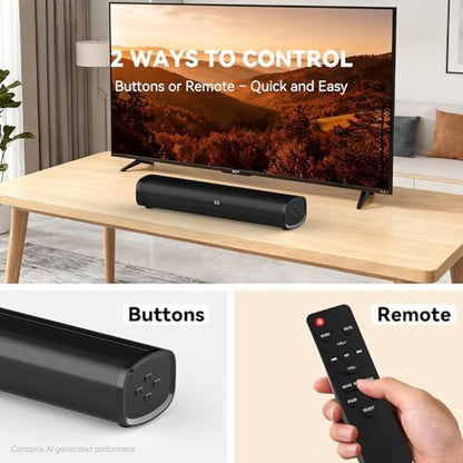 HDMI Sound Bar Smart TV, Home Theater Surround Sound Bars, TV Speakers Sounds Bar Bluetooth HDMI AUX OPT COAX USB Home Audio Surrounds Sounds System For PC Projector Game Movie/Music/News, Black